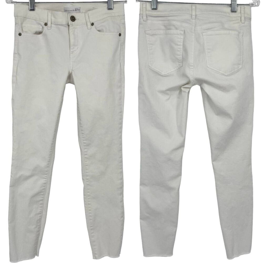 LOFT Modern Skinny Raw Hem Ankle Jeans White Size 24 Spring Summer Casual